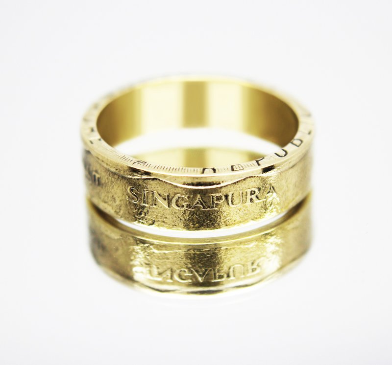 Singapore Coin Ring 1 dollar 1988 coin rings for men coin rings for women - 戒指 - 其他金属 