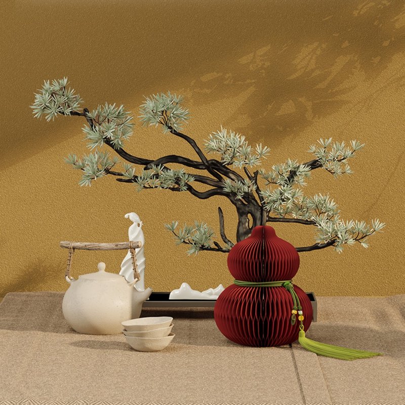 葫芦东海 葫气满满 春节礼品 新年摆设 - 摆饰 - 纸 红色