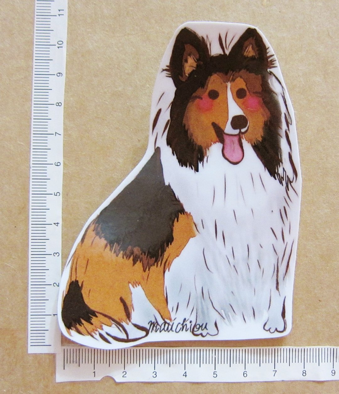 手绘插画风格 完全 防水贴纸 喜乐蒂 牧羊犬 谢德兰牧羊犬 - 贴纸 - 防水材质 咖啡色