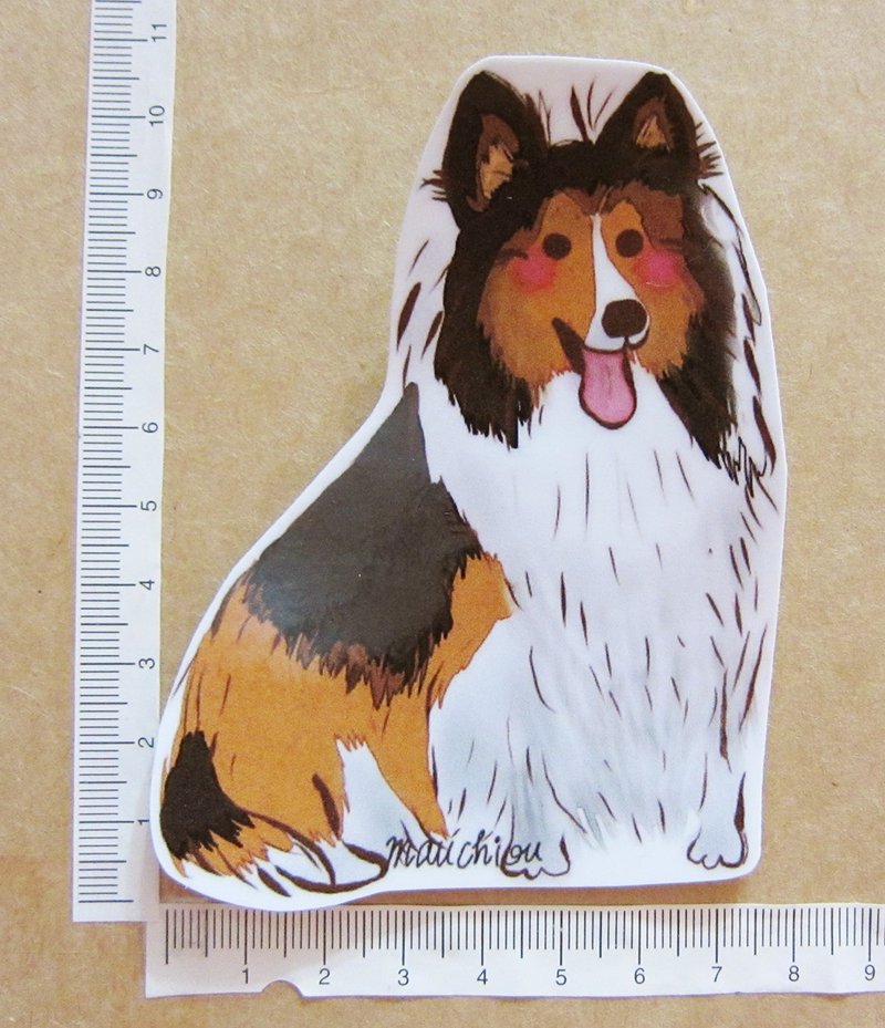 手绘插画风格 完全 防水贴纸 喜乐蒂 牧羊犬 谢德兰牧羊犬 - 贴纸 - 防水材质 咖啡色