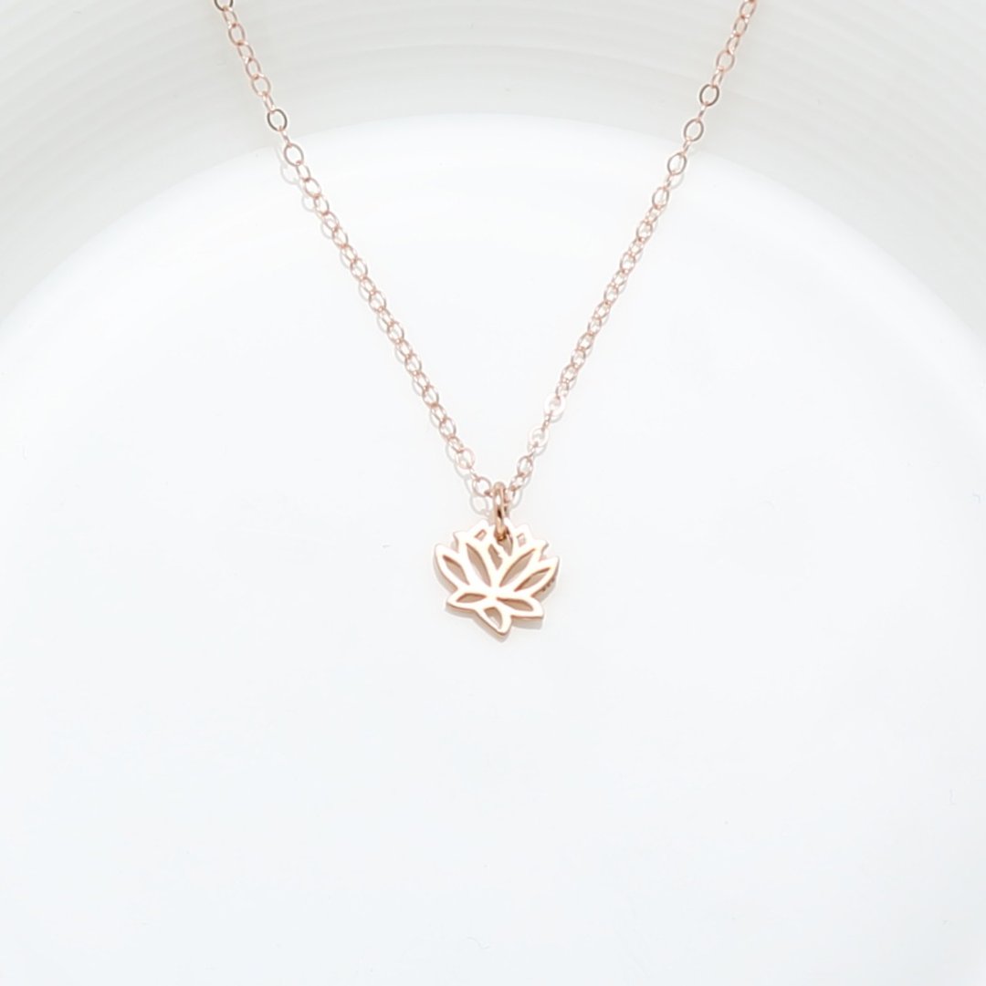 【Angel & Me】爱 莲花 s925 纯银 厚镀 18k 玫瑰金 项链 生日礼 - 项链 - 玫瑰金 金色