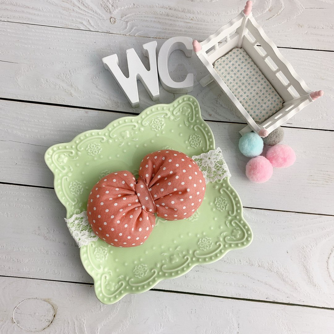 W&amp;C手作 || 泡泡糖 Chewing Gum || 珊瑚粉 白点 宝宝弹性发带 - 婴儿饰品 - 其他材质 粉红色