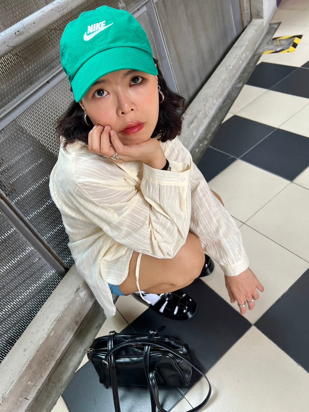 绑带蝴蝶结长袖缇花衬衫 - 女装上衣 - 其他材质 白色