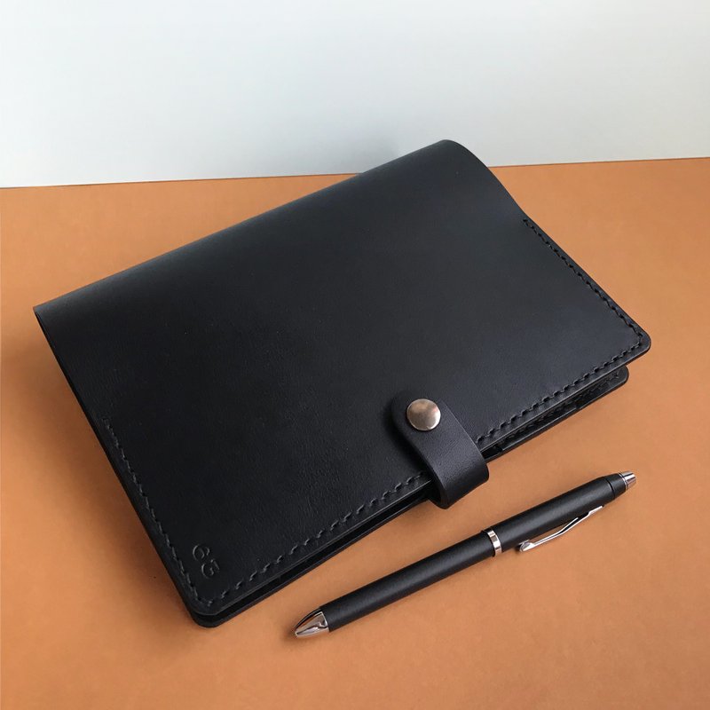 【男生礼物】Bambini B6 皮革笔记本/书衣/手帐/书套- 石墨黑 - 笔记本/手帐 - 真皮 黑色