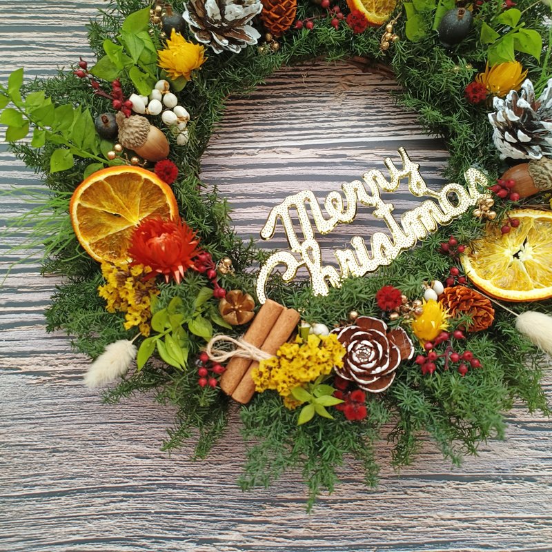 【田园系列】两款 永生雪松 圣诞花圈 33x33cm - 干燥花/捧花 - 植物．花 绿色