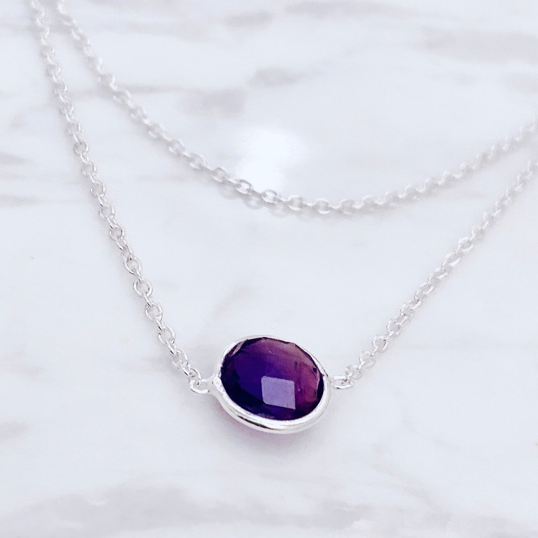 Heart purple 紫心 - 项链 - 纯银 银色