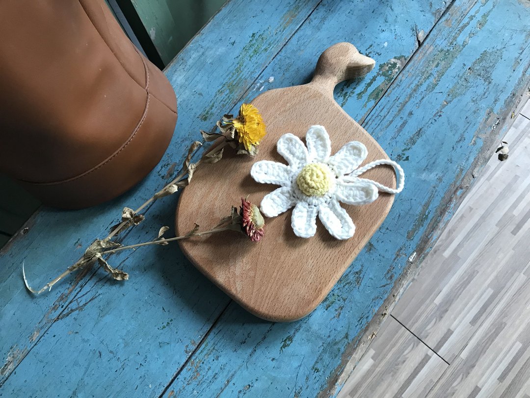 白雏菊包包挂件钥匙挂件手工编织手工挂件成品 - 挂绳/吊绳 - 棉 