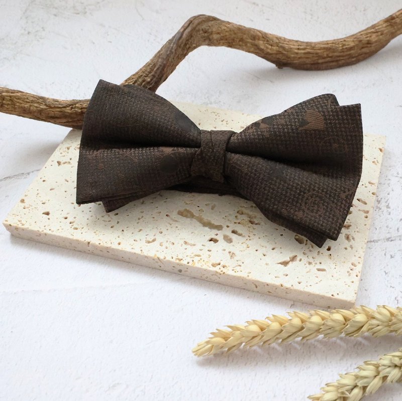 双层符号深棕领结-你就像音符一样触动着我的心 - 领结/领巾 - 其他人造纤维 咖啡色