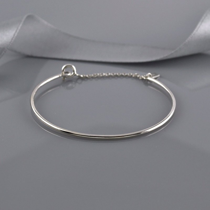 纯银细圆线手环 925纯银 - 手链/手环 - 纯银 银色