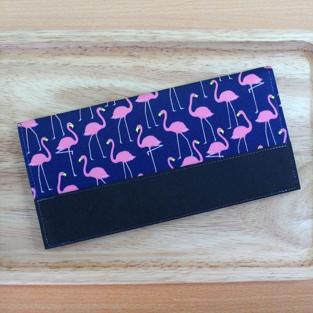 红鹤 日本布 水洗牛皮纸夹 长夹 钱包 - 皮夹/钱包 - 纸 蓝色