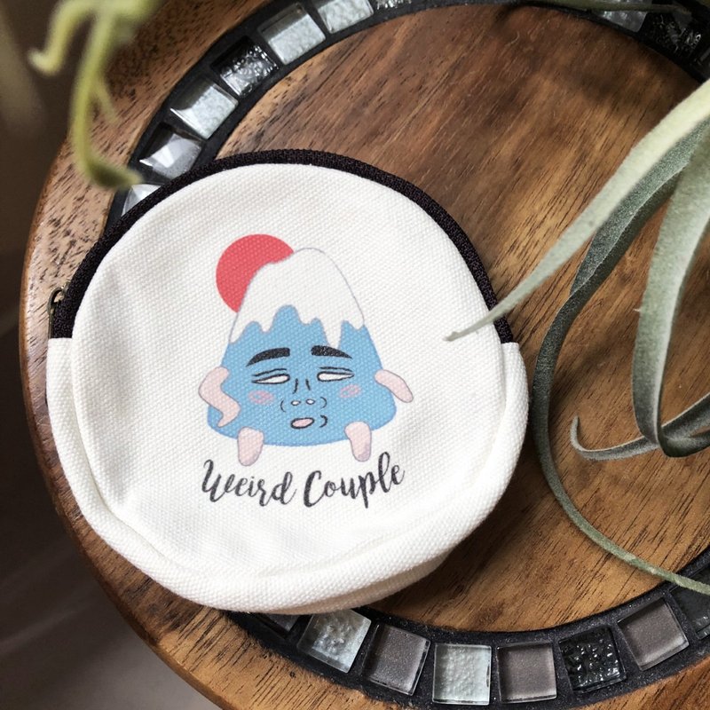 翻白眼富士山人 双面图案零钱包一个 - 零钱包 - 棉．麻 多色