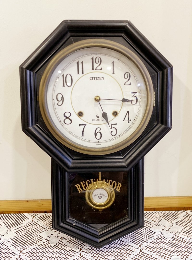 【好日恋物】日本古典八角形木制摇摆壁挂式星辰时钟收藏 - 时钟/闹钟 - 木头 咖啡色