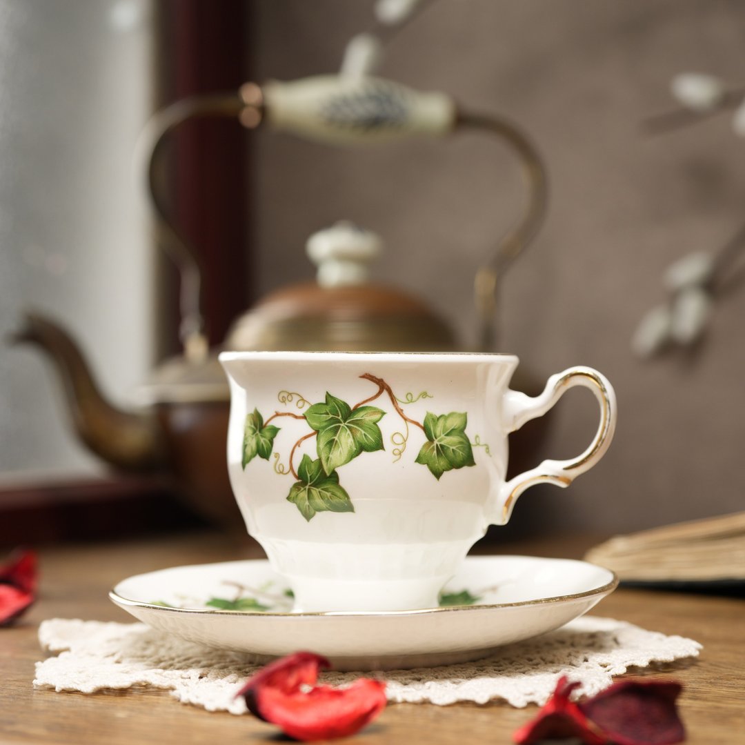 英国Colclough'长春藤'描金茶杯组/咖啡杯/复古老件 - 咖啡杯/马克杯 - 瓷 多色