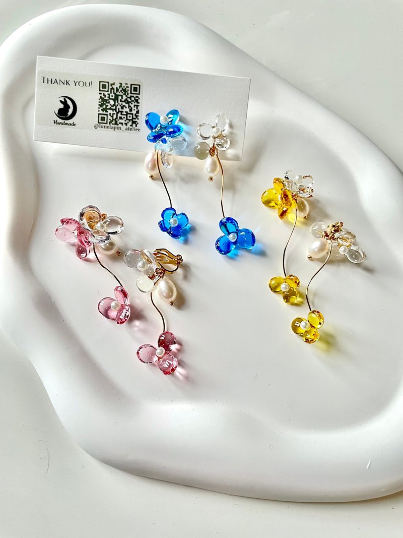 全新 Made in UK 系列 Blossom  手工制作 - 耳环/耳夹 - 珍珠 粉红色