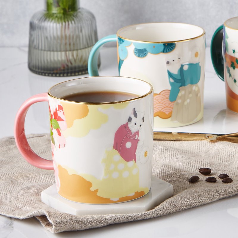 日本浮世绘猫咪茶花-吉祥猫马克杯(茶花) - 其他杯子 - 瓷 多色