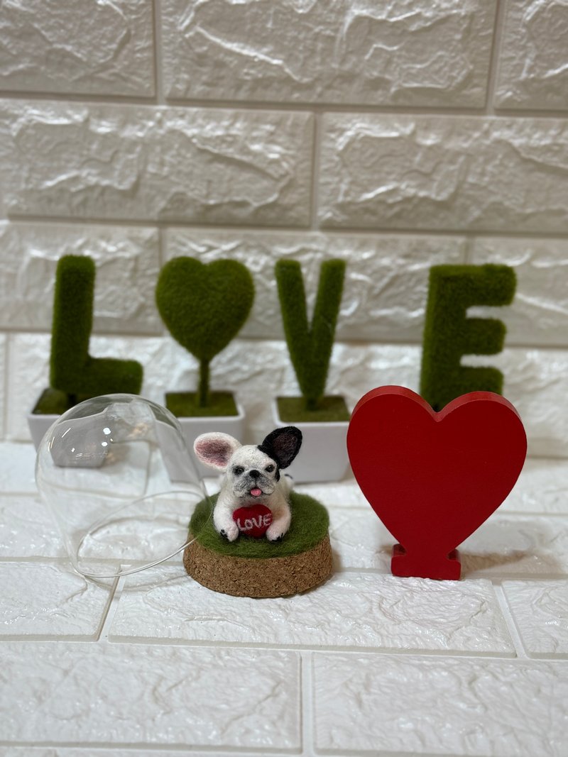 羊毛毡Q版法虎犬迷你玻璃瓶 - 编织/刺绣/羊毛毡/裁缝 - 羊毛 