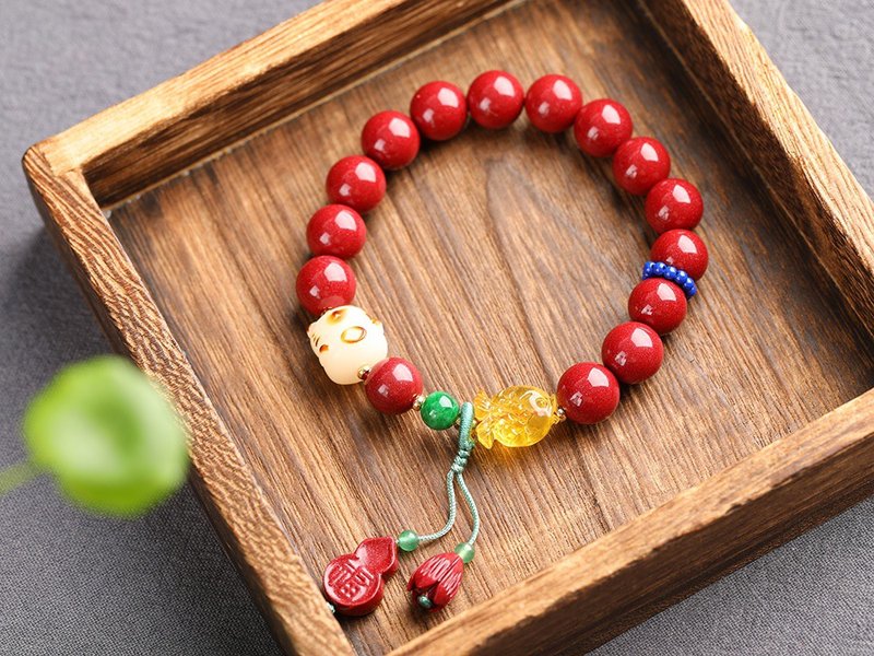 新款美货 天然原矿朱砂精品紫金砂单圈手链  朱砂含量高达95%以上 - 手链/手环 - 宝石 