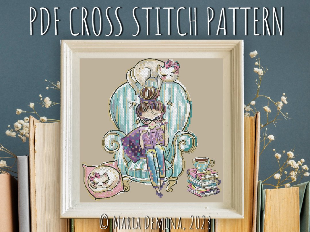 Cozy Reading Nook PDF cross stitch pattern - 手工艺教程/工具书 - 其他材质 