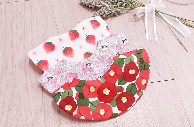 快速出货【兜兜三件组】优惠-(1蛋兜+2圆兜)-自用-弥月礼盒-女宝 - 围嘴/口水巾 - 棉．麻 