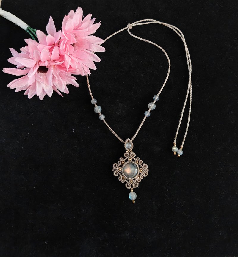 拉长石项链 - 项链 - 半宝石 卡其色