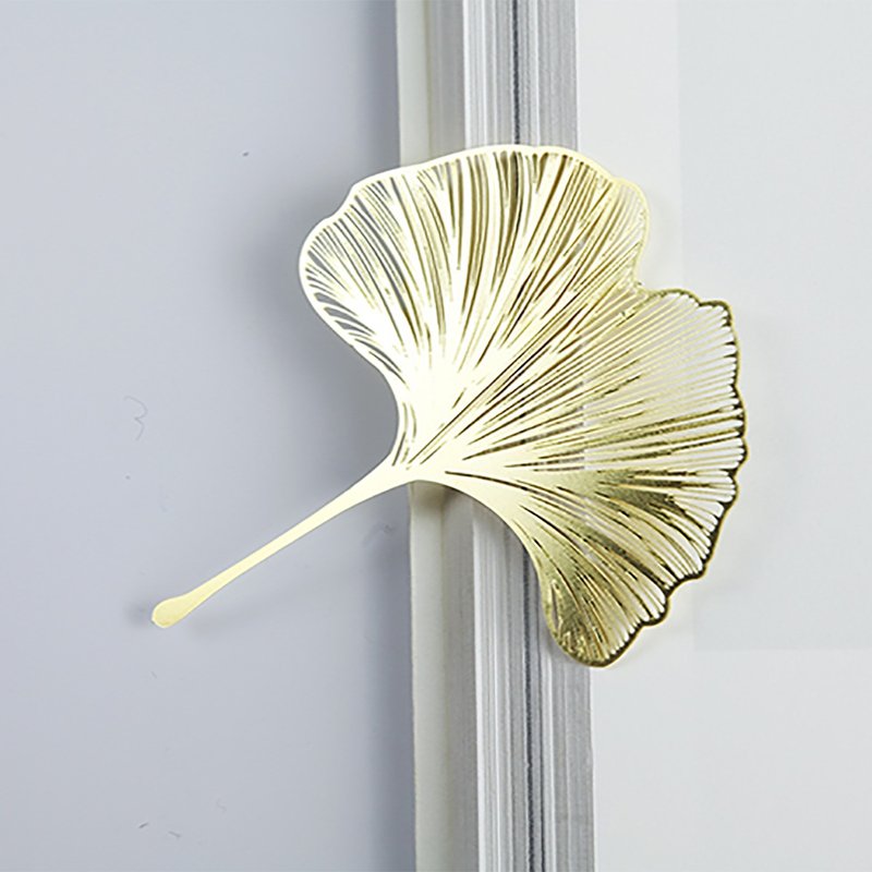 手心里设计四季之叶黄铜书签 银杏叶礼盒装 - 书签 - 其他金属 金色