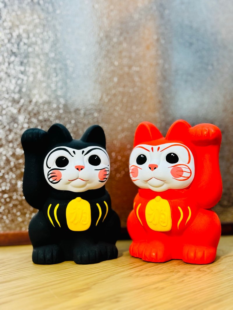 谷中堂 达磨 x 招财猫 - 摆饰 - 陶 粉红色