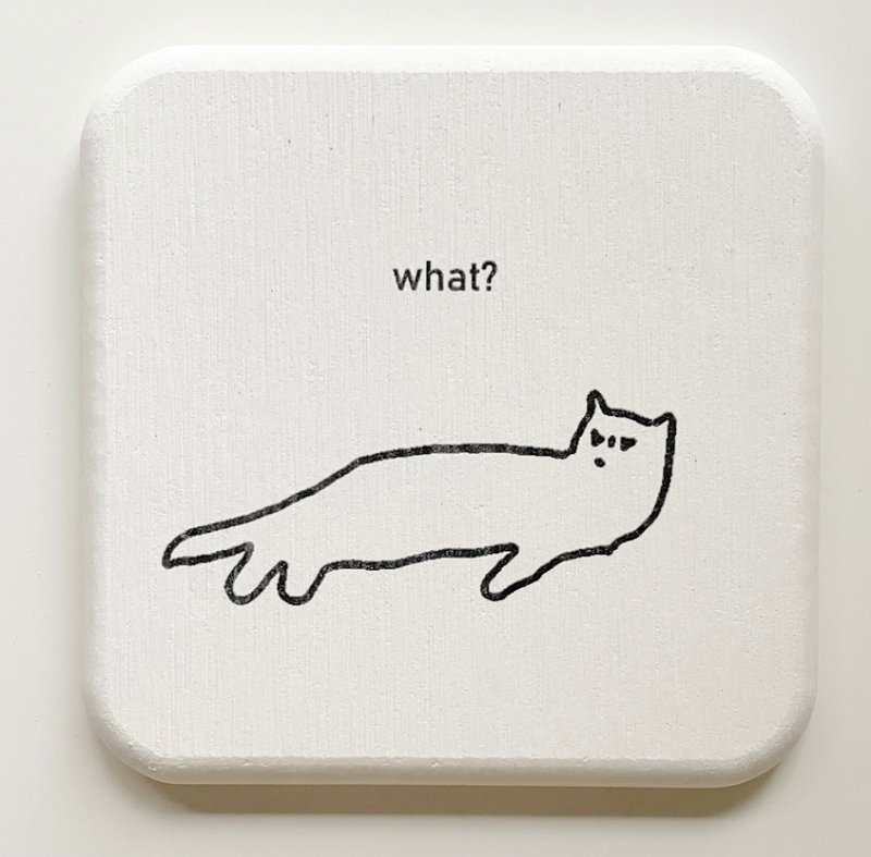 a_good_bb_猫咪方形圭藻土吸水杯垫_what? - 杯垫 - 其他材质 白色