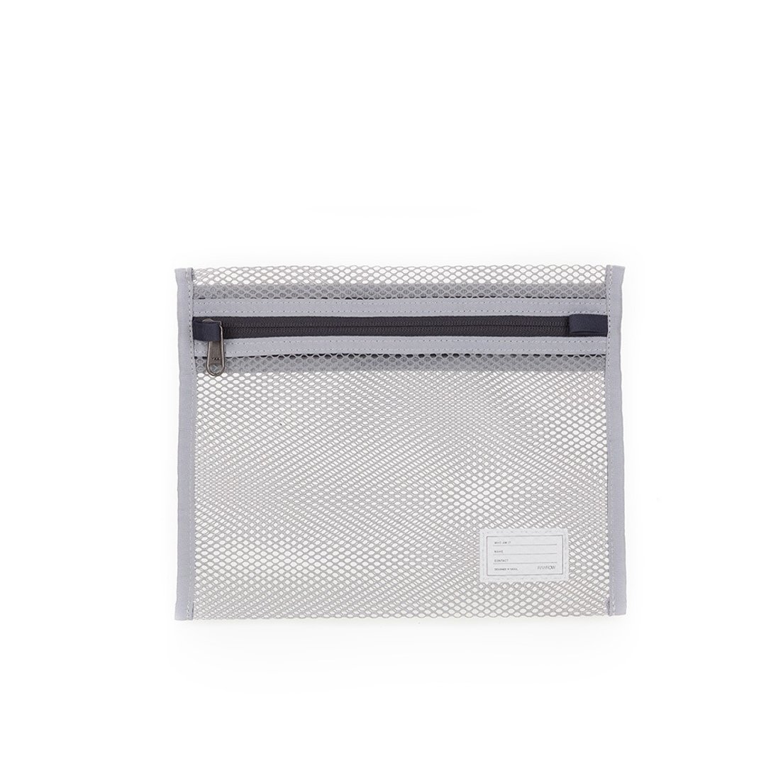 内袋系列-轻便网状收纳袋-岩灰-RMD230GR - 手拿包 - 棉 灰色