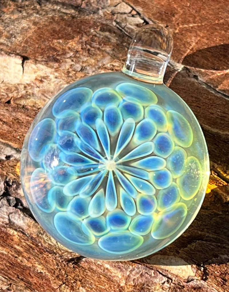 boroccus 3D 几何硼硅酸盐玻璃吊坠 - 项链 - 玻璃 蓝色