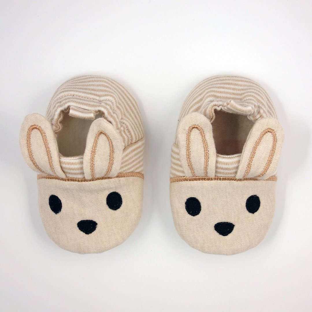 (Rabbit Mint Baby) 带兔子散步去 有机棉刺绣宝宝学步鞋 - (BBS-S0002) - 童装鞋 - 棉 卡其色