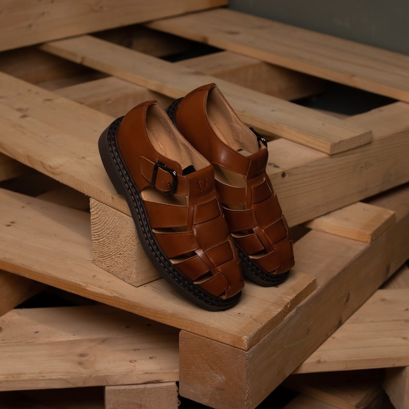 渔夫凉鞋 编织凉鞋 女男 情侣款 35-47.5码 古铜棕 - 男女凉鞋 - 真皮 咖啡色