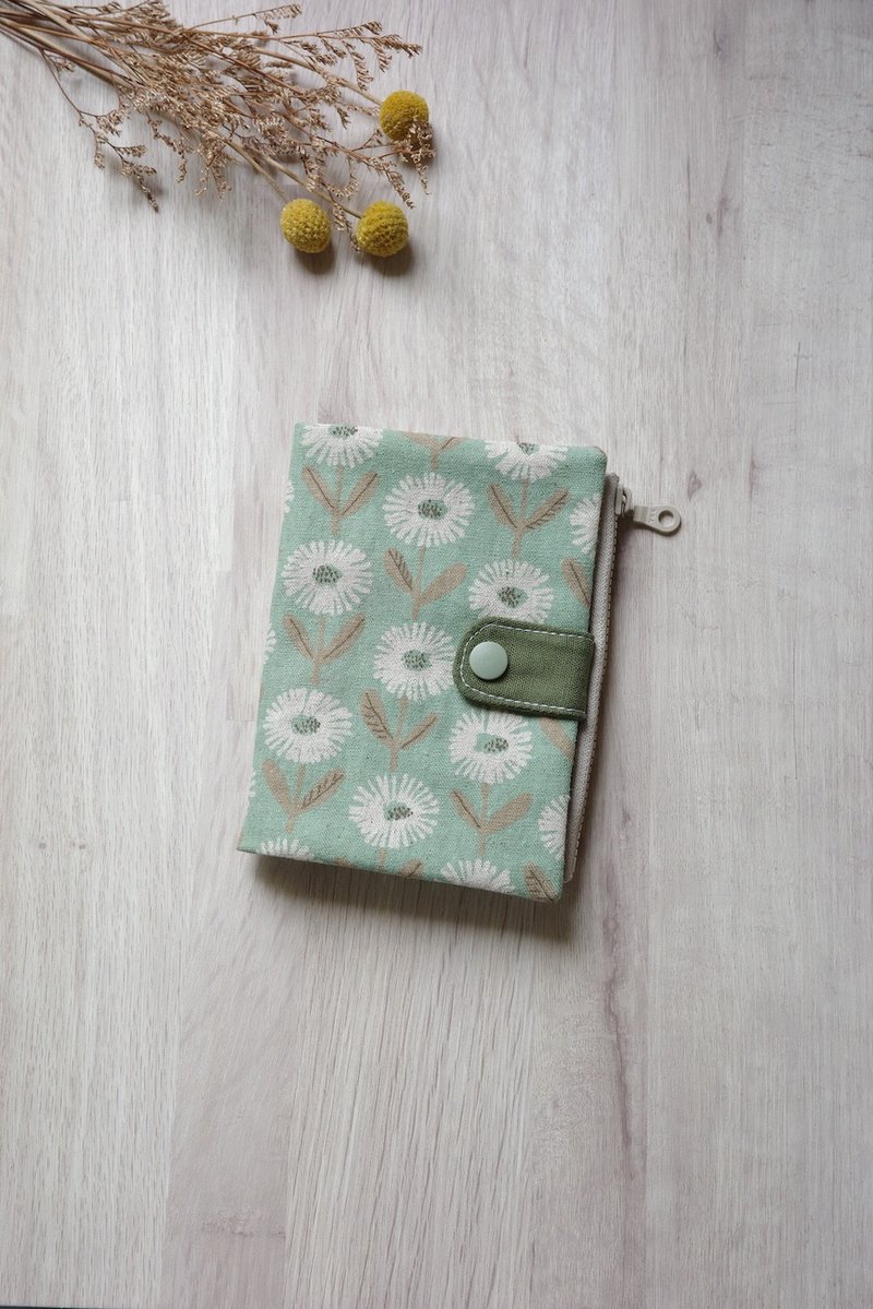 蒲公英 绿底白花 - 护照套 护照夹 | 海柏手作 - 护照夹/护照套 - 棉．麻 