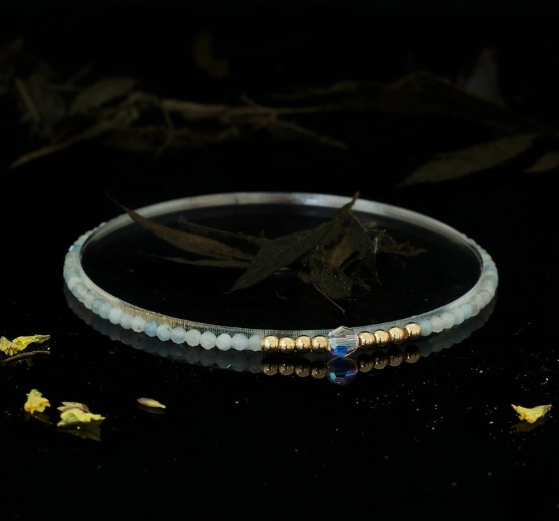 轻奢风 海蓝宝 14KGF Swarovski 水晶手链 - 手链/手环 - 宝石 