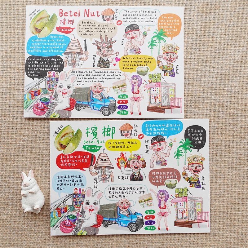 台湾槟榔文化 中文版、英文版 明信片 - 卡片/明信片 - 纸 多色