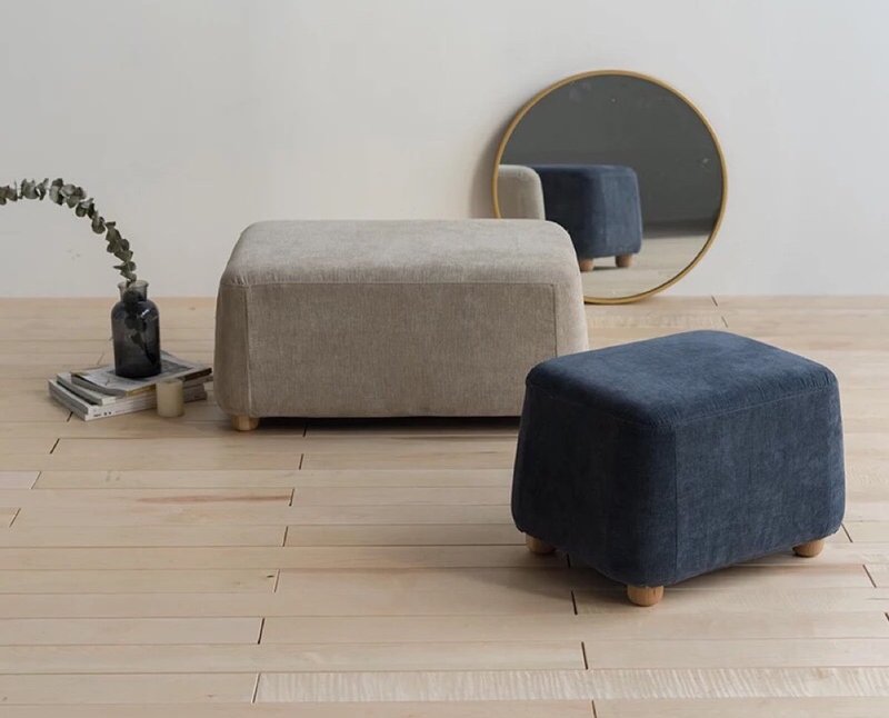 熹山工房-设计家具-棉麻布沙发小凳实木脚可拆洗-双人-灰色 蓝色 - 椅子/沙发 - 棉．麻 黑色