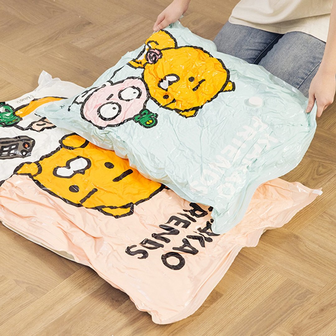Kakao Friends真空压缩袋8件组- 正版授权附抽气筒棉被衣物压缩袋 - 收纳用品 - 塑料 多色
