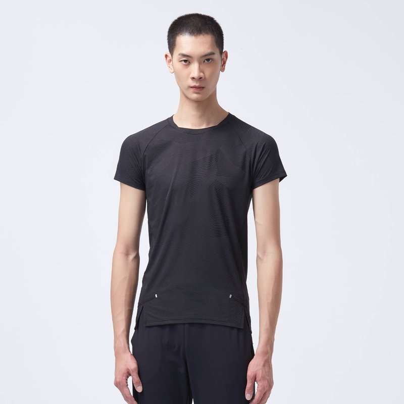 COZEE-缇花合身上衣-无烟煤黑 - 男装上衣/T 恤 - 聚酯纤维 黑色