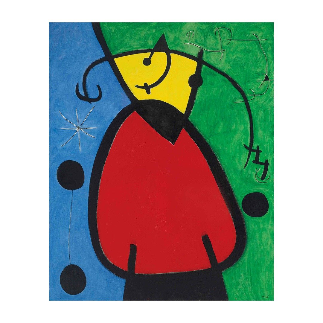 【艺术挂画】 Joan Miro 米罗 -- 在夜晚中的女人和鸟 - 海报/装饰画/版画 - 纸 