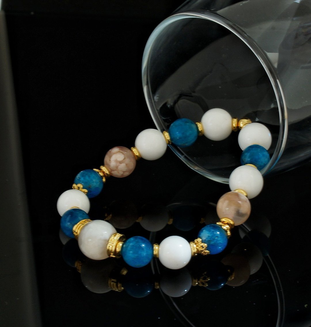 18K GP-4 多宝 10mm 手錬 (18K GP-4 Multi Gems 10mm Bracelet ) - 手链/手环 - 水晶 