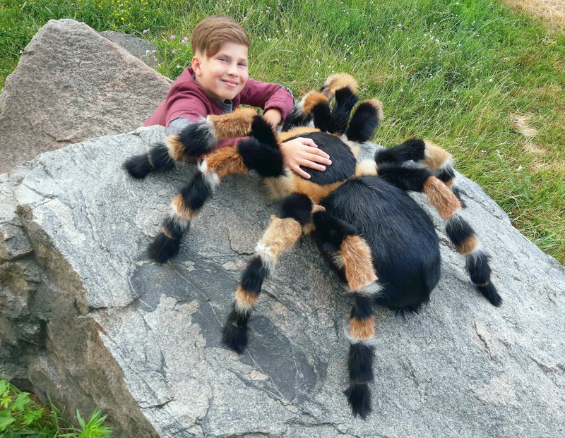 Giant Tarantula Spider Plush Doll Stuffed Animal Figurine Soft Sculpt Insect Toy - 玩偶/公仔 - 真皮 