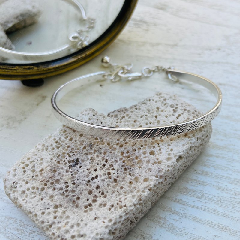 纯银 手环 细款 斜纹 安全链 可定制姓名 S209 - 手链/手环 - 纯银 银色