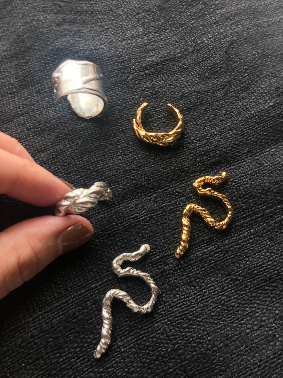 MUCAO Golden Clue金色线索系列  绳索耳扣 金色/银色 - 耳环/耳夹 - 铜/黄铜 金色