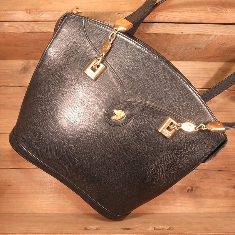 [ 老骨头 ] Gentleman Duck 贝壳包 绝版真品 古董包 Vintage - 侧背包/斜挎包 - 真皮 黑色