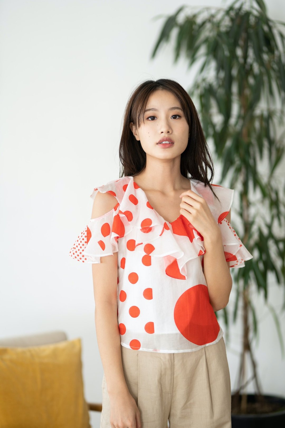 印花波点上衣 - 女装上衣 - 其他材质 白色