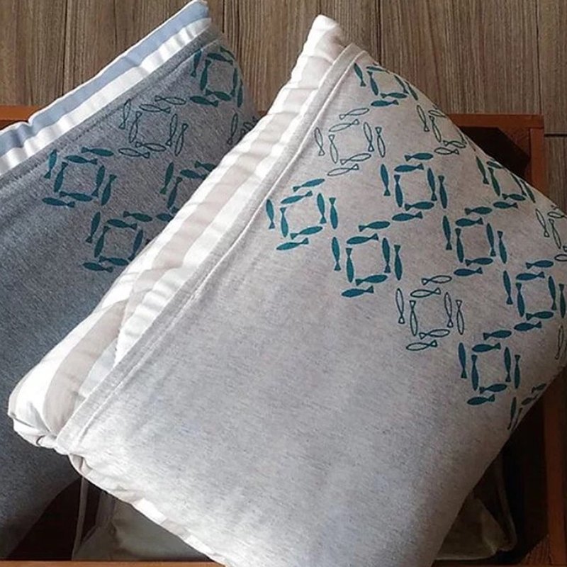 【盖毯】针织纯棉盖毯/午安枕/文青趴趴毯/卡其/麻灰 - 被子/毛毯 - 棉．麻 卡其色