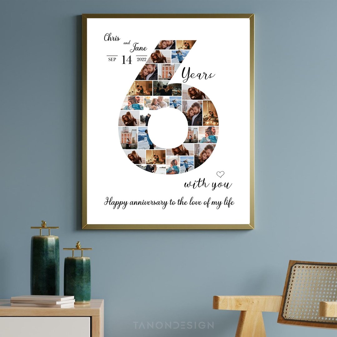 0-9 Number Photo collage Editable Canva Template, Anniversary Gift, Brthday Gift - 图文模板设计 - 其他材质 
