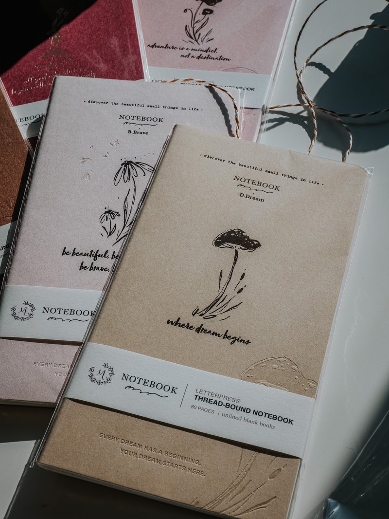 手工活版线装长型笔记本 - D. 梦想 - 笔记本/手帐 - 纸 卡其色