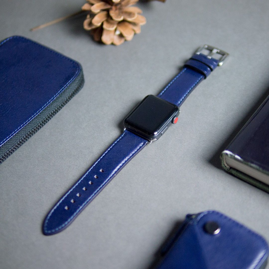 Alto Apple Watch 皮革表带 42/44/45/49mm - 海军蓝 - 表带 - 真皮 蓝色