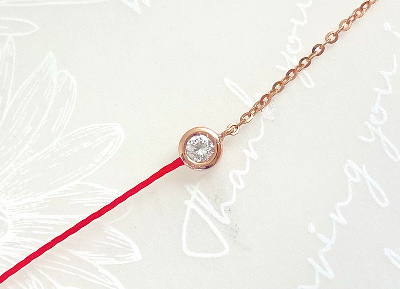 遇见最美的自己~优雅幸运红绳K金天然十分钻石手链 - 手链/手环 - 玫瑰金 金色