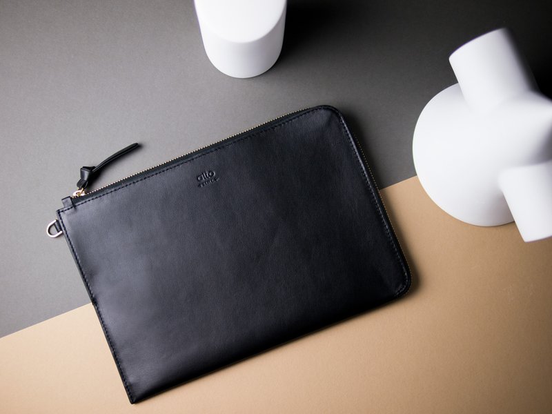 iPad Pro 11寸 /10.5 寸 皮革收纳包 –渡鸦黑【可加购雷雕刻字】 - 平板/电脑保护壳 - 真皮 黑色